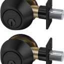BESTTEN 2 Pack Single Cylinder Deadbolt, Keyed Alike Dead Bolt Entry Door Lock, Thumb Turn Inside, for Exterior Front Doors, Matte Black