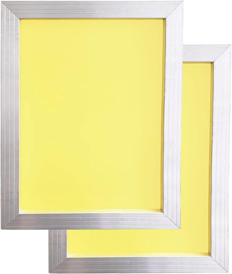 2 Pack Aluminum Silk Screen Printing Screens 12 x 16 Inch Frame-230 Yellow Mesh