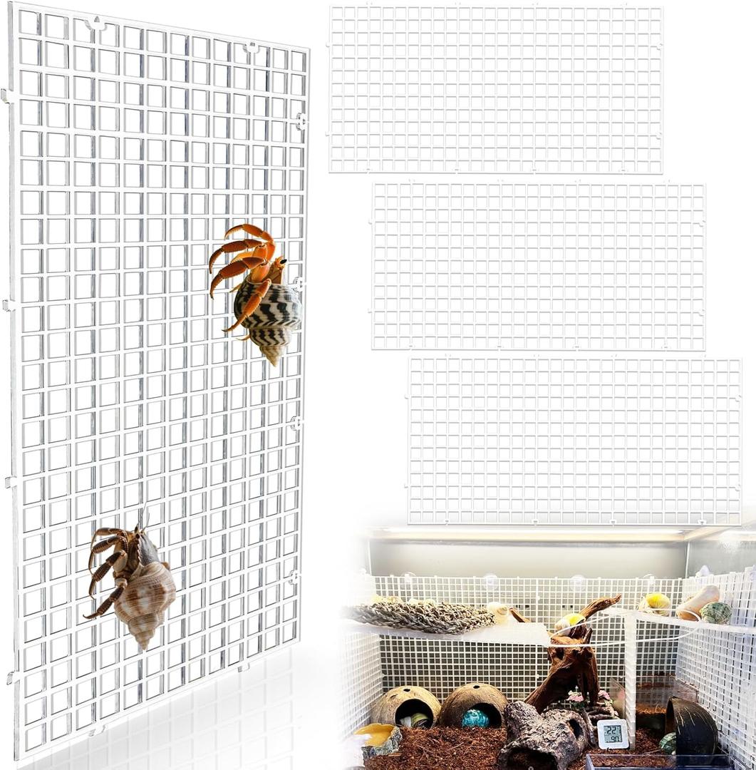 4 Pcs Hermit Crab Climbing Grids with Suction Cups Hermit Crab Climbing Toys Small Animal Cage Accessories for Hermit Crabs, Turtles, Lizards, and Tarantulas