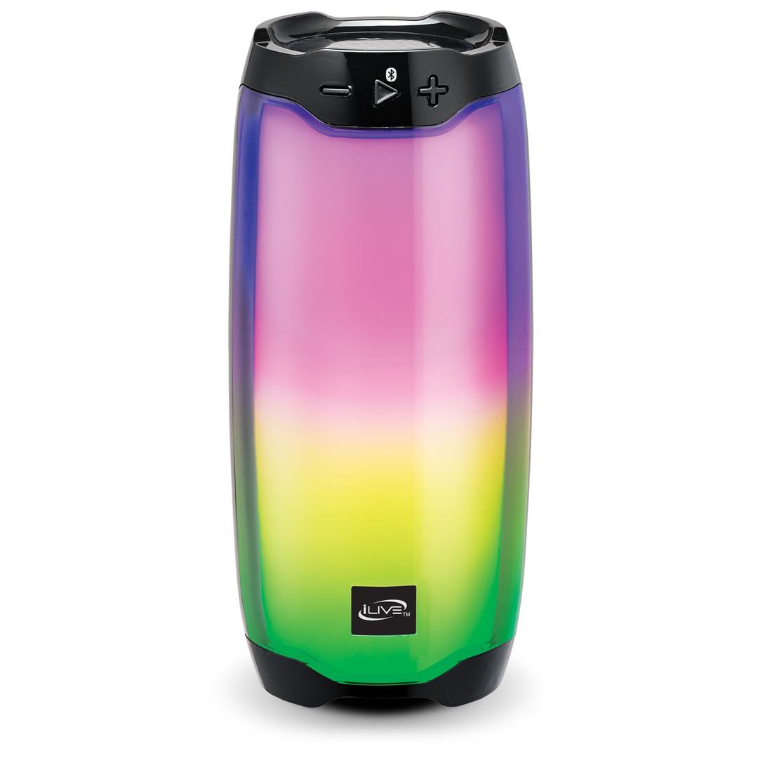 iLive Portable Bluetooth Color Changing Party Speaker, LED Light Effects