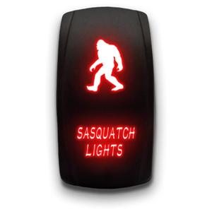 Sasquatch Lights - Red - Laser Etched Toggle Switch 20A 12V - Vertical Rocker Switch 5-Pin DPST