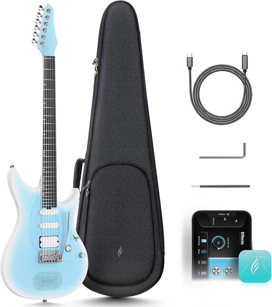 Enya Inspire 39" Smart Electric Guitar - Carbon Fiber Body with Built-in 15W Speaker, 20 Tones & App Control, 4 Presets, Bluetooth, Gig Bag Included