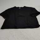 XIEERDUO Cotton Tshirts for Women Drop Shoulder Round Neck Oversized Crop Tops Workout Tops Tees (Medium, A Black)