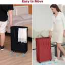 efluky Slim Laundry Hamper with Wheels, Rolling Laundry Basket for Clothes, Small Laundry Basket for Bedroom, Dorm and Laundry Room, 60L (12.7 Gallons) Burgundy Red