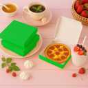 50 Pcs Mini Pizza Boxes Mini Dessert Boxes5.1 x 5.1 x 0.78 inches for Parties, Bakeries, and Food Delivery,CelebrationsChristmas Birthdays (Green)
