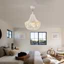 20“ Crystal Chandelier Ceiling Fan with Lights, (Retro White), 20 IN, Crystal Bead