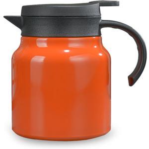 27 oz Single Stainless Steel Thermal Coffee Carafe, Double Wall Vacuum Insulated Creamer Container, Beverage Dispenser for Milk and Hot Chocolate, Tea Pot. (Orange) (EXP 06/07/30)