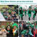 St. Patricks Day Irish Shamrock Sunglasses - Four Leaf Clover Leprechaun Costume Glasses Party Decorations Accessories (Green)