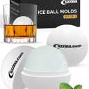 Silicone Ice Molds Set of 2 - Circle Ice Cube Molds for Large Round Ice Balls - Ideal Sphere Shaped Big Ice Balls for Whiskey, Bourbon, Scotch, and Other Drinks - Includes Extra Cocktail Recipes