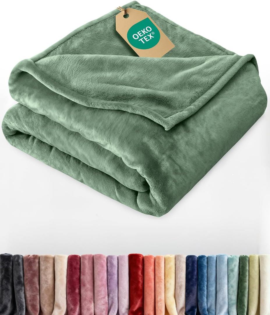 Ultra Soft Fleece Blanket Queen Size - Flannel Fleece Luxury Queen Blanket - Lightweight for Couch Bed Chair - Thick, Warm and Breathable - All Season Cozy Anti-Static Microplush Bedding, Sage Green