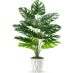 Der Rose 28" Tall Fake Plants Tropical Artificial Monstera Tree Faux Plants Indoor for Home Office Living Room Balcony Decor