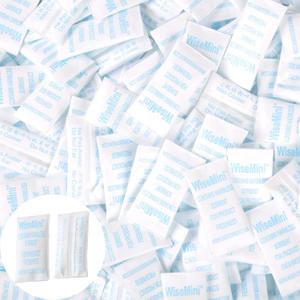 Wisesorb 0.5 Gram 500 Pack Silica Gel Packs, Dessicant Packets, Moisture Absorbers for Food Storage, Food Grade Desiccant Dehumidifiers, WiseMini