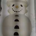 Vintage Terracotta Snowman Ornament with Light, Christmas Handmade Figurine, Holiday Table Decor (20cm, White)