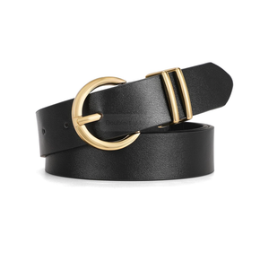 WHIPPY Women Leather Belt Fashion Design belt Gold Buckle Ladies Belt for Jeans Pants Dresses, Size: S: Fit Waist Size 25-30 Inches