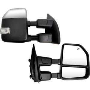 Pair Set Towing Mirrors Compatible with 1999-2016 Ford F250 F350 F450 F550 Super Duty Truck Side Tow Mirrors with Turn Signal and Auxiliary Lamp (Chrome) Pair Set Towing Mirrors Compatible with 1999-2016 Ford F250 F350 F450 F550 Super Duty Truck Side Tow Mirrors with Turn Signal and Auxiliary Lamp (Chrome)