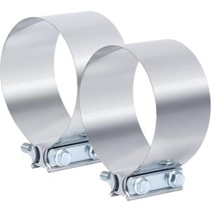 3.5 Inch Exhaust Clamp,3 1/2 In Butt Joint Exhaust Muffler Pipe Band Clamp Sleeve Coupler Stainless Steel(2PCS)