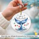8 x Whale Tail 2025 - Double Sided Ceramic Ornaments for Christmas Tree Decorations, Present for Animal Lover, Hanging Decoration, Whale Gifts for Women, Friend, Family, Coworker