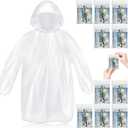 10 Pack Disposable Rain Ponchos for Adults, Card-Sized Emergency Ponchos Family Pack with Hood for Travel