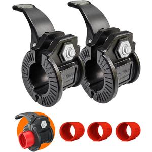 Barbell Clips 1 Inch Quick Release Weight Clamps 0.9-1.18inch Multi-Size Adjustable Olympic Clamps for Bars (Black + Red)