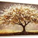 Large Canvas Abstract Golden Money Tree Painting Wall Decor for Living Room Restaurant Wall Art for Bedroom Office Corridor Decor Printing Artwork Pictures Home Decor 20x40 in Wood Frame