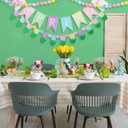 Frienda 4 Pcs Spring Garland Decorations Felt Pompom Ball Garlands Hello Spring Tulip Flower Banner for Holiday Birthday Party Carnival Decoration Photo Prop Nursery Easter Farmhouse Decor