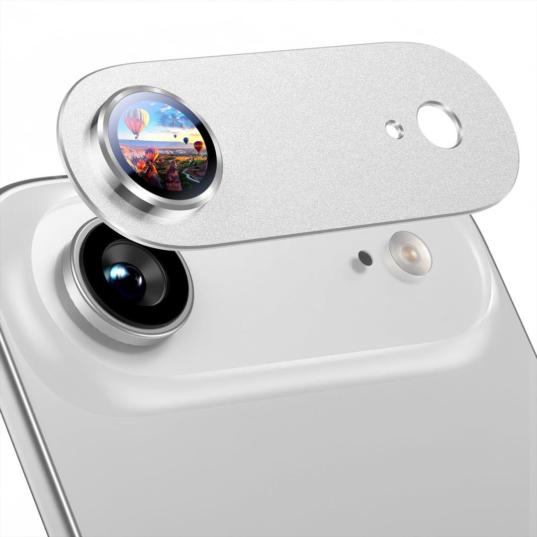 Uyiton Compatible with iPhone Air Camera Lens Protector - [Not Easy to Break][Strong Adsorption][Case-Friendly] Metal Tempered Glass Rear Camera Screen Cover - Cloud White