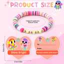 24PCS Kids Friendship Bracelets with Gift Cards, Colorful Heart Bead Adjustable Bracelets, Girls Party Favors Supplies Classroom Prizes Exchange Gifts Little Girls Play Jewelry