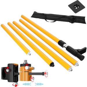 13.8 Foot 4.2 Meter Laser Telescopic Rod Professionally Adjustable Laser Horizontal Mounting Rod 1/4 Inch By 20 Inch Laser Bracket 5/8-11 Adapter Nut For Rotary And Linear Lasers