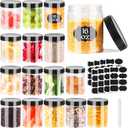 Janisfirst 16oz Clear Plastic Jars With Lids,Plastic Jars With Lids,Airtight Container Ideal For Dry Food, Peanut Butter, Honey Jam,Cream, Bathroom and Storage(set of16)