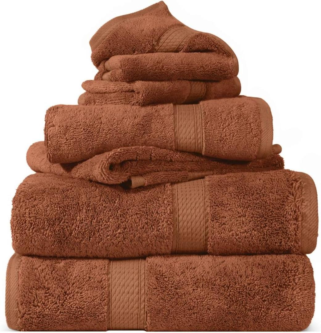 SUPERIOR Egyptian Cotton Ultra Plush & Absorbent, 6 Piece Set, Rust, 6-Piece Towel Set