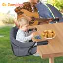 Hook On High Chair for Babies 6-36 Months | Secure & Portable Foldable Travel High Chair | Clip On Baby Feeding Seat with Non-Slip Aluminum Clamp, Detachable Washable Cover & Carry Bag (Grey)