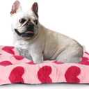 Small Washable Dog Crate Bed Deluxe Plush fit Small Breed Pets,24 inch Dog Kennel Pads with Anti-Slip Bottom Pet Sleeping Mat,24 x 18 Pink Heart