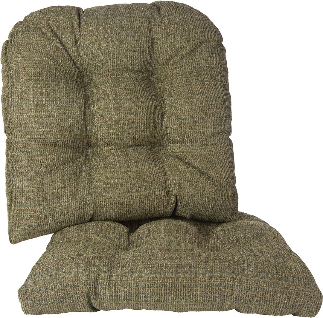 Klear Vu Gripper Overstuffed Universal Non-Slip Dining Chair Cushions for Kitchen Decor or Office Use, U-Shaped Skid-Proof Seat Pad, 17x17 Inches, 2 Count (Pack of 1), Honeycomb Green