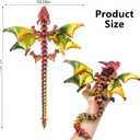 3D Printed Dragon with Wings,3D Printed Animals Toys,Flexible Articulated Winged Crystal Dragon 15.75in, Black Red Gold