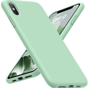 OuXul Case for iPhone X/ iPhone Xs case Liquid Silicone Gel Rubber Phone Case, iPhone X/ iPhone Xs 5.8 Inch Full Body Slim Soft Microfiber Lining Protective Case (Tea Green)