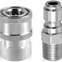 NQEUEPN 2pcs Fast Connect Pressure Washer Fittings, Stainless Steel Pressure Water Gun Connectors 1/4 Fast Connect Plug(Female Internal Thread, Male External Thread), Set of 3