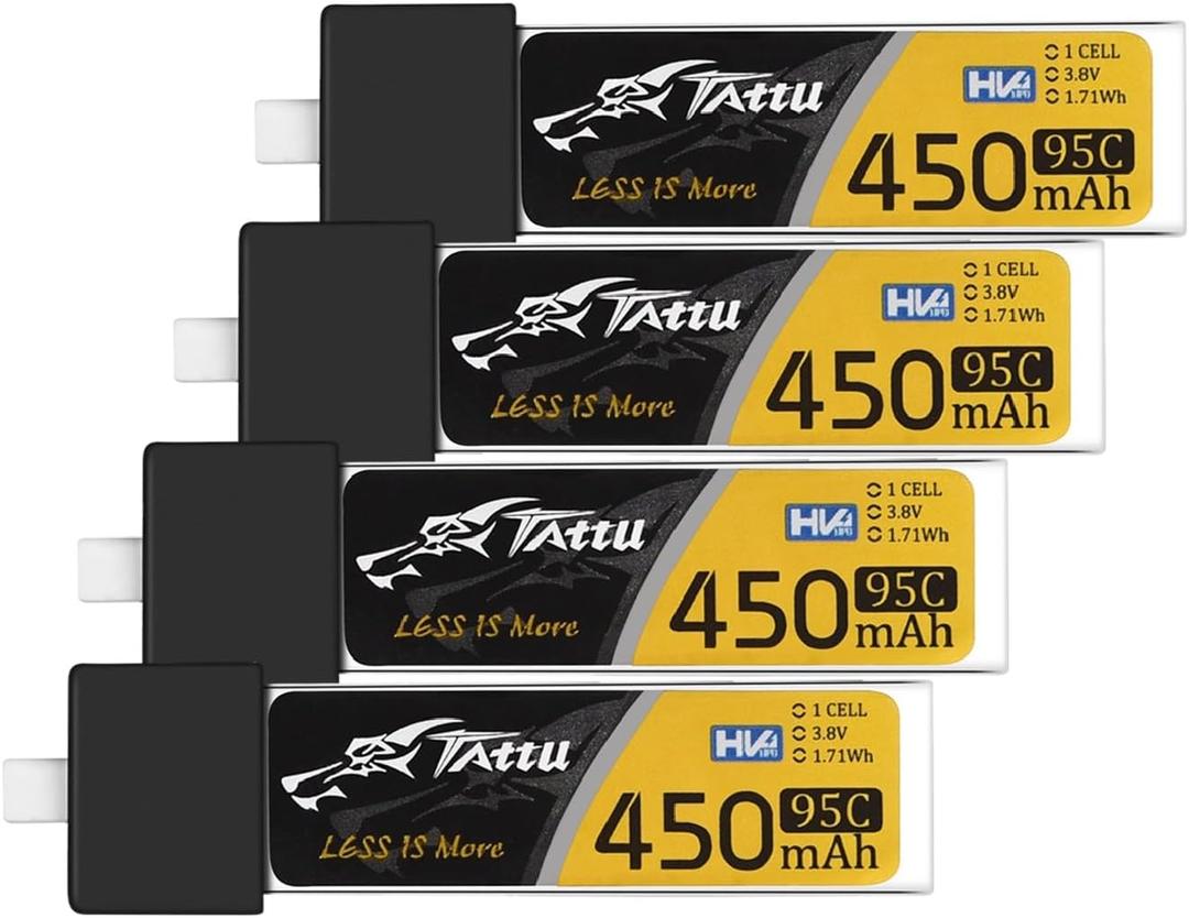 4pcs BT2.0 450mAh 1S Battery HV 3.8V 95C FPV Lipo Battery with BT 2.0 Connector for FPV Tiny Whoop 1S Brushless Whoop Drone