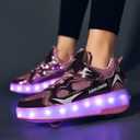 Roller Skate Shoes for Boys and Girls Kids LED Light Up Fashion Sneakers with Rechargeable and Detachable Wheels The Gift for Party Birthday Christmas Day (12.5 Little Kid, Pink623)