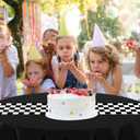 Oudain 3 Pcs Cars Birthday Party Supplies Racing Party Decorations Round Racing Tablecloth Checkered Flag Table Covers Road Plastic Table Cloth, 1950s Disco Dancing Party Tablecloth (Black)