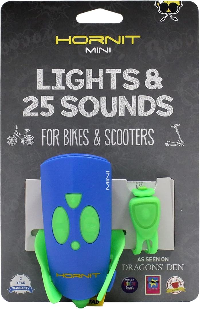 Hornit Mini Bike & Scooter Horn with Kids Headlight (Green/Blue)