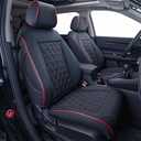 EKR CRV Seat Covers Custom Fit for Honda CRV 2023 2024 2025 2026 Leather Car Seat Cover Full Set for Trucks SUV,Waterproof Car Seat Cushion,Faux Leather (Black with Red Piping)