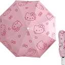 NBHUZEHUA Cute Pink Automatic Umbrella for Women Kids Girls Compact Travel Umbrellas for Rain & Sun Small Portable Foldable Backpack Umbrella, Auto Open Close