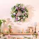 DecorbyHannah Easter Egg Wreaths for Front Door, 22" Spring Door Wreath with Hydrangeas Flowers, Artificial Floral Wreath with Pastel Electroplated Eggs for Home Wall Window Indoor Outdoor Decor