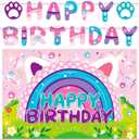 2Pcs Dollhouse Backdrop Party Decoration, 5 * 3ft Cat Photo Decor Banner for Girls Baby Shower Birthday Party Photography Background