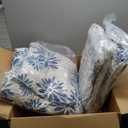 Barydat 4 Pcs Outdoor Patio Chair Cushions with Back, 21.7 x 43.3 Inch Decorative Dining Back Cushions with Tie Buffalo Plaid Indoor Outdoor for Patio Furniture (Blue and White, Plantain Leaf)