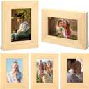 Kigley 6 Pcs 2.5 x 3.5 Inches Picture Frame Mini Rustic Picture Frames Wallet Size Wood Grain Table Desk Top Standing Fits Photo for Wall and Tabletop Picture Display