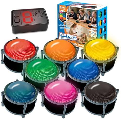 50m Answer Classroom Buzzers Light Up Game Buzzer System, Displays The Winning Player Loud, Console Displays First Buzz, Rechargeable Buzzers Great for Trivia Games, Family Feud, Jeopardy (8)