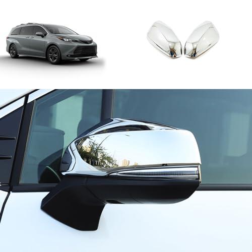 TERDARAY Side View Mirror Cover Compatible With Toyota Sienna 2021 2022 2023 2024 Rearview Mirror Trims Exterior Car Accessories ABS 2PCS(Glossy Chrome Style)