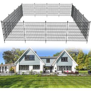 15 Panels No Dig Decorative Outdoor Garden Fence for Yard, 32 in(H) X 35.4 ft(L) Animal Barrier Fencing Rustproof Metal Wire Panel Border for Dog, Rabbits, and Patio Temporary Ground Stakes