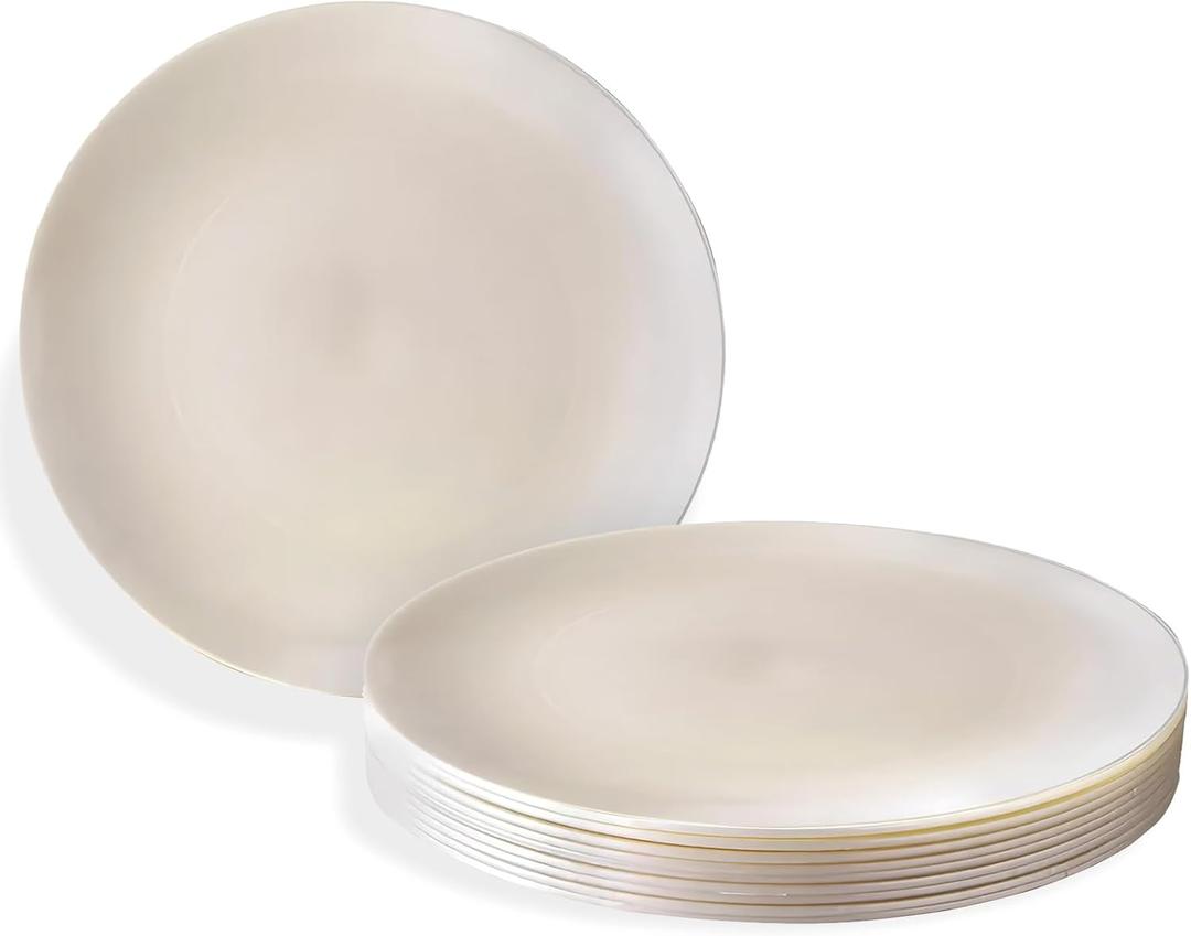 3 x Silver Spoons Opulence Collection Modern Cream Disposable Plastic Salad Plates - 9" (Pack of 10) - Perfect for Weddings, Parties & Special Events